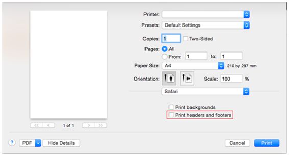 Print headers and footers