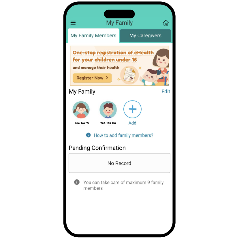Register eHealth for Children Aged Under 16