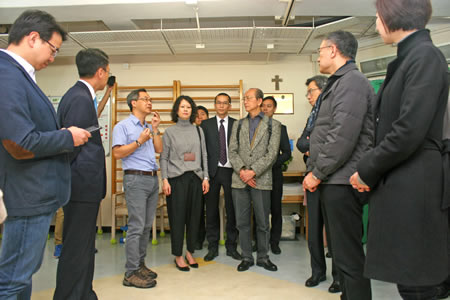 LegCo members are briefed the application of eHRSS at Caritas HL Home during the centre tour.