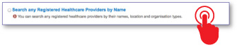 Search any Registered Healthcare Providers by Name Type