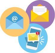 SMS, email and post